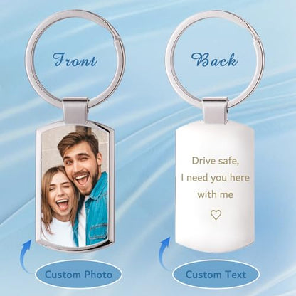 Double Sided Custom Keychain With Picture Alloy Color Printing Personalized Photo Keychain Customizable Text Gifts - color: A-oval