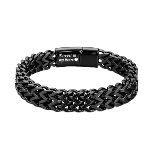 abooxiu Urn Bracelet for Human Ashes Cremation Bracelet Stainless Steel Ashes Bracelet Cremation Jewelry Urn Keepsake Memorial Ash Holder for Men Women - style: Black-Forever in My Heart