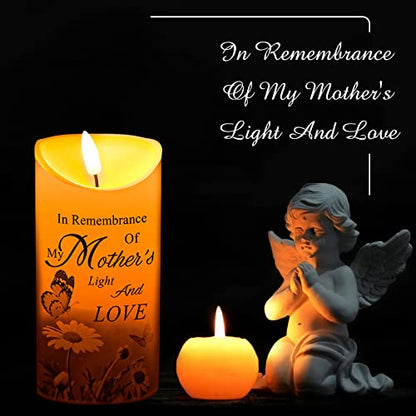 Gerrii Memorial Candle LED Flameless 3x6 Inch Loss of Mother,Butterfly | Sympathy Gift for Loss of Loved One, Remembrance Keepsake with Butterfly Design, Battery Operated Safe for Home Altar