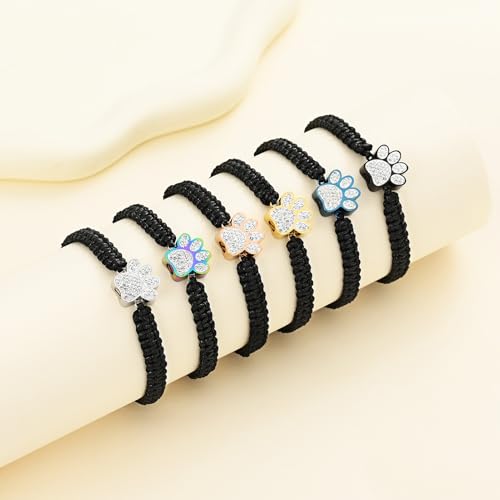 Oinsi Pet Cremation Jewelry for Ashes Dog Cat Paw Urn Bracelet for Women Men Bangle Keepsake Memorial Urn Pendant Adjustable Rope Bracelet-Customized - color: A-Customized