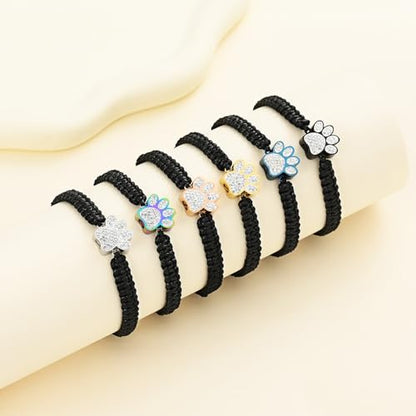 Oinsi Pet Cremation Jewelry for Ashes Dog Cat Paw Urn Bracelet for Women Men Bangle Keepsake Memorial Urn Pendant Adjustable Rope Bracelet-Customized - color: A-Customized