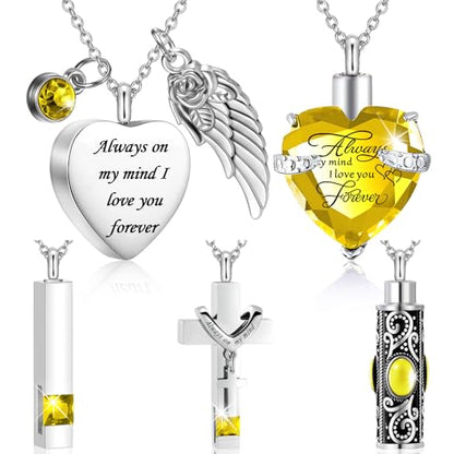 Fumete 5 Pcs Urn Necklaces for Ashes Cremation Jewelry - color: Light Yellow