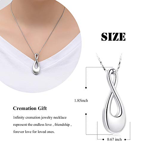 Imrsanl Infinity Cremation Jewelry Urn Necklace for Ashes | Memorial Lockets Pendant, Ashes Holder, Funeral Keepsake of Loved Ones, For Women Men - color: Silver