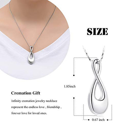 Imrsanl Infinity Cremation Jewelry Urn Necklace for Ashes | Memorial Lockets Pendant, Ashes Holder, Funeral Keepsake of Loved Ones, For Women Men - color: Silver