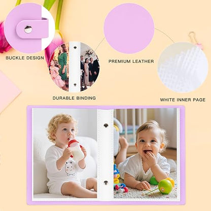 Ruibytree 2 Pack Small Photo Albums 4x6 Pictures, 104 Photos Total, Purple - color: Purple