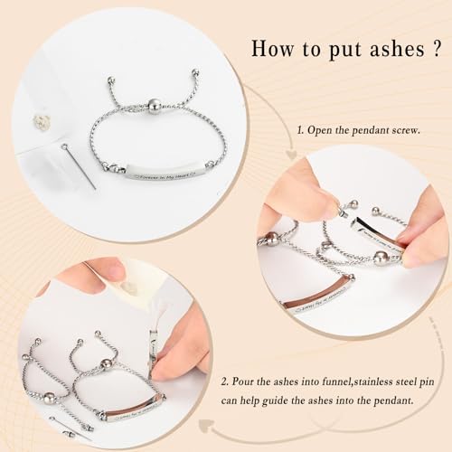 Minicremation Shiny Crystal Cremation Bracelet for Ashes for Women Cube Urn Bangle Locket Ash Holder Memorial Jewelry Bracelet Keepsake Gift - color: 2pcs-Silver