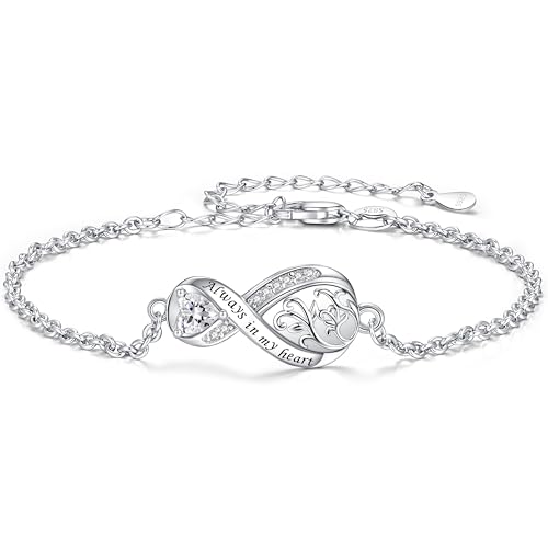 ZOEXUE Infinity/Tree of Life/Rose/Angel Wings/Heart Urn Bracelet for Ashes 925 Sterling Silver Cremation Bracelet for Ashes Keepsake Ashes Urns Jewelry Women Loved Ones - style: white infinity urn bracelet