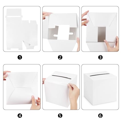 Hooqict White Card Box with Slot 9.1" Wedding Grad Gift Card Box Holder for Party Reception, Graduation, Birthday, Retirement, Bridal or Baby Shower, Raffle Ticket Money Envelope - color: White