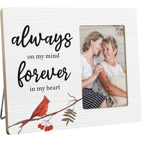 Memorial Gifts for Loss of Loved One, Red Cardinal Sympathy Picture Frames, 4x6 Inch Photo