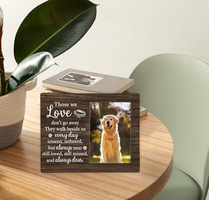 Pet Dog Memorial Picture Frame, Those We Love Don't Go Away Wooden Photo Frame Gifts for Loss of Dog, 4x6 inch Photo - style: Those We Love Don't Go Away