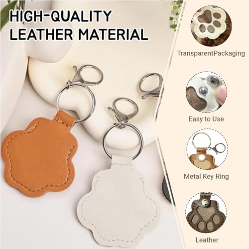 3 Pcs Pet Hair Fillable Keychain | Cat Paw Shaped Leather Keychain For Collecting Cat And Dog Hair,Pet Memorial Gifts for Bag Purse Paw Charm Key Holder.