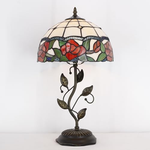 Tiffany Lamp Rose Flower Style Stained Glass Table Lamp - color: Rose Flower