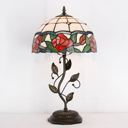 Tiffany Lamp Rose Flower Style Stained Glass Table Lamp - color: Rose Flower
