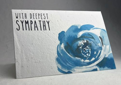Of The Earth Handmade Paper - Plantable Wildflower Seed Folding Card - Sympathy Designs - 5" x 7" - Set of 3 - w/Recycled Envelopes (Watercolor Sympathy Blue Flower) - color: Watercolor Sympathy Blue Flower