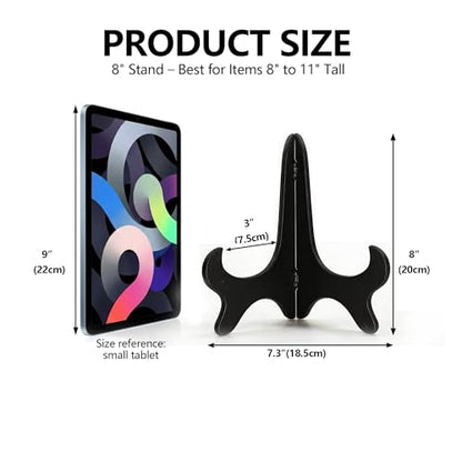 Artliving Black 8" Wood-Like Plastic Easels Plate Display Stands Picture Frame Stand Holder-Set of 4 - size: 8 inch