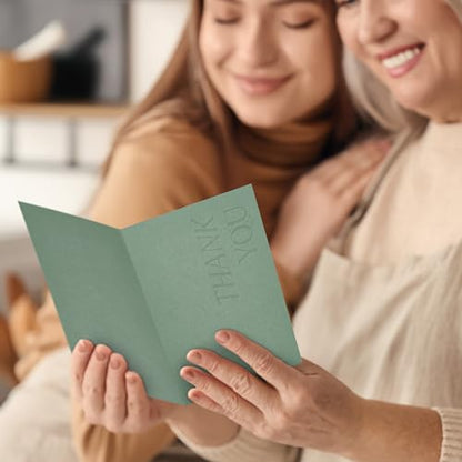 ZICOTO Beautiful Thank You Cards Set of 30 With Envelopes and Stickers | Elegant Blank Cards for Personalized Notes - Bulk Stationary Set for All Occasions Incl. Weddings, Business & Baby Showers - color: Sage