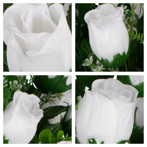 Artificial Cemetery Flowers - Gravesite Flowers - White Roses - color: White Roses, size: (1) Bouquet