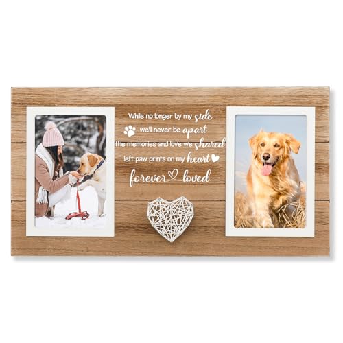 Sympathy Gifts for Loss of Dog, Dog Memorial Picture Frame for Pet Loss of Gift, Pet Loss Remembrance Gifts Large Picture Frame, Holds 2pcs 4x6 Pictures - style: loss of dog