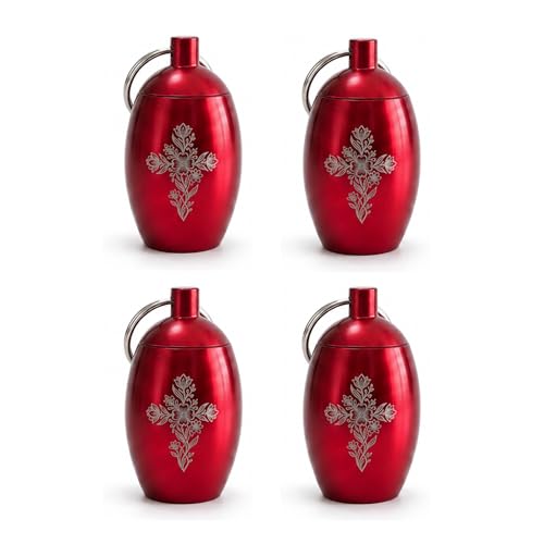 Mini Urn for Human Ashes Set of 4, Cross Keepsake Urn for Ashes, Small Memorial Cremation Urn with Screw Lid and Key Ring for Loved One (Red) - color: Crimson Cross Faith