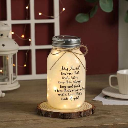 Maracco Aunt Gifts from Niece Nephew, Mason Jar Night Lights Birthday Gifts for Aunts, Auntie Gift Ideas, Best Aunt Ever Gift, Great Favorite Auntie Mason Jar (30oz) - color: Clear