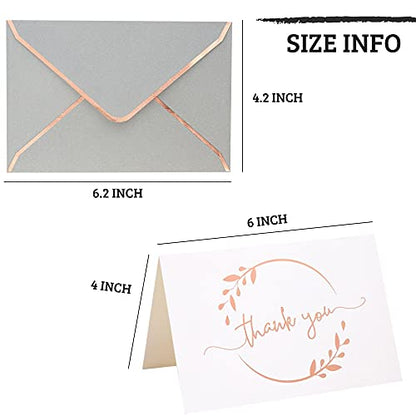 Winoo Design Heavy Duty Thank You Cards with Envelopes - 36 PK - Gold Thank You Notes 4x6 Inches Baby Shower Cards Wedding Small Business Graduation Funeral Bridal Shower (Rose Gold) - style: Rose Gold