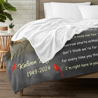Personalized Memorial Blankets with Photos, in Memory of Loved One Gifts, Sympathy Bereavement Cardinal Blanket for Loss of Mom Dad Grandma Husband Son Daughter - color: New Arrivals-4