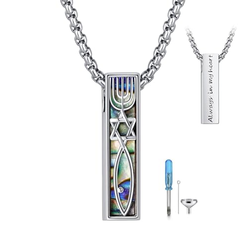 Urn Necklace for Ashes 925 Sterling Silver Cremation Jewelry | Necklaces for Ashes of Loved Ones, Keepsake Necklace for Ashes, Ash Pendants Memorial Jewelry for Women and Men - color: Mezuzah