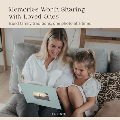 Premium Scrapbook Album with Window and Writing Space – 60 Pages holds 200 Photos of Different Sizes – Wedding, Baby, Travel & Family Memories – 11.4" x 8.6" - Powder Blue - color: Powder Blue, size: Small w/ Window