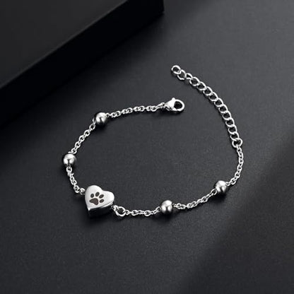 shajwo Pet Cremation Jewelry Paw Print Heart Urn Bracelet for Ashes - color: Customize-1