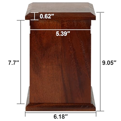 Walnut Wooden Urn for Human Cremation Ashes, Handcrafted Up to 200lbs Adult | 100% solid walnut, vertical style, ideal size for men & women