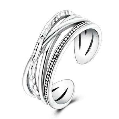 Parmuz 925 Sterling Silver Adjustable Ring for Woman Stackable Open Ring - color: silver 5
