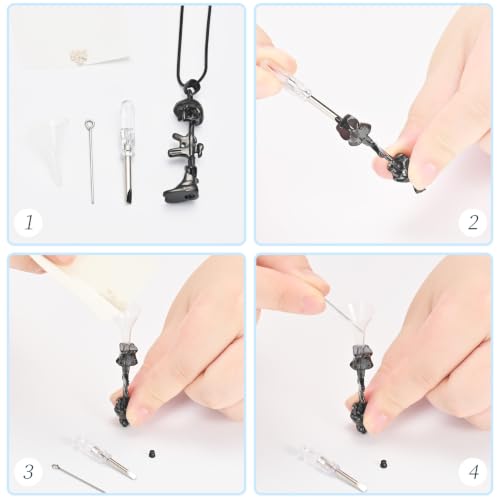 Cremation Jewelry Military Shoes Hats Guns Urn Necklace for Ashes Stainless Steel Military Equipment Pendant Memorial Necklaces Ash Holder for Human Pets Keepsake Jewelry of Loved Ones with Fill Tool - color: Black