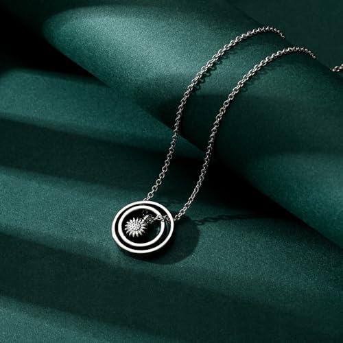 Daisy Cremation Jewelry Necklaces Stainless Steel Circle of Life Eternity Urn Necklaces for Ashes Memorial Keepsake Daisy Pendant for Women Men Gifts With Funnel Kit & Bag - color: Silver