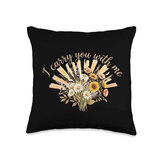 I Carry You with Me Wildflower Memorial Throw Pillow - size: 16x16