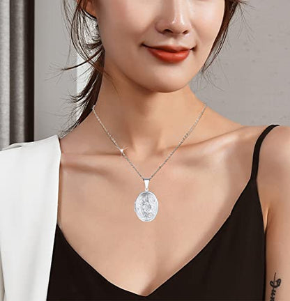 2 Pcs Locket Necklace that Holds Pictures Stainless Steel Locket Pendant Necklace Memory Photo Pendant Necklace for Women Girls - color: Oval style 2