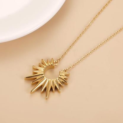 Sunburst Urn Necklace For Ashes For Women Dainty Celestial Boho Stainless Steel Sun Cremation Jewelry Keepsake Memorial Pendant - color: Customize