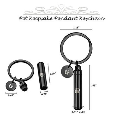 Personalized Master Free Engraving Custom Pet Dog Paw Cylinder Cremation Urn Keychain Keepsake Memorial Ashes Jewelry Black - color: Black(engraving)