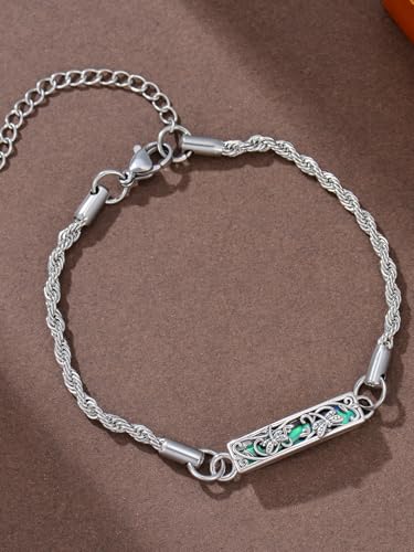 WINNICACA Urn Bracelet for Ashes 925 Sterling Silver Abalone Shell Sunflower/Butterfly/Turtle Cremation Jewelry for Ashes Keepsake Pendant Locket Bracelet for Women Gifts - style: Dragonfly Urn Bracelet