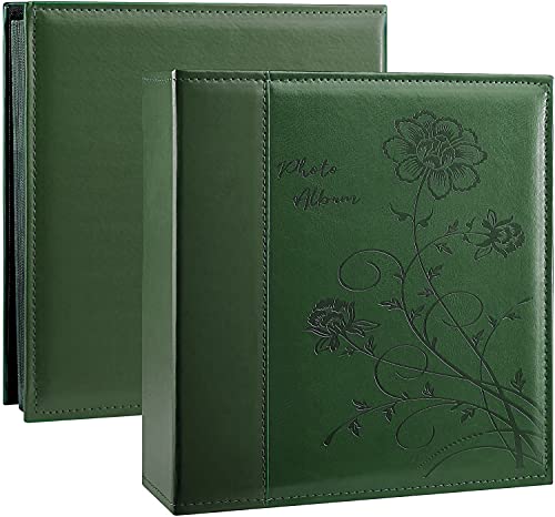 Artmag Photo Album 4x6 400 Photos, Extra Large Capacity Leather Cover Wedding Family Photo Albums Holds 400 Vertical 4x6 Photos(Dark Green) - color: Dark Green, size: 400 Pockets