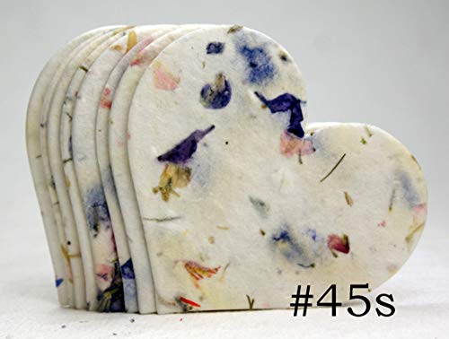 Of The Earth Handmade Paper - Wildflower Seed Paper Large Hearts - Recycled Flower Petals - Bulk Set of 100 (45s Purple Recycled) - color: 45s Purple Recycled
