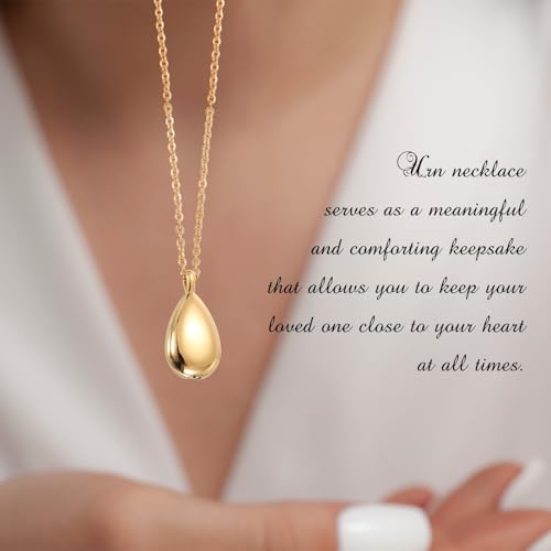 uxcell Drop Cremation Necklace Waterproof Keepsake Pendant with Funnel Kit for Ashes - color: Gold Tone