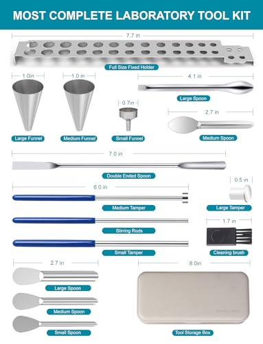 16Pcs Filling Tools Kit - Short Stem Funnels Home & Lab Supplies with Empty Tray and Spoon Scoops Spatula Tamper Quickly Maker All Size # 000 00 0 1 2 3 4 5 Funnel （16Pcs