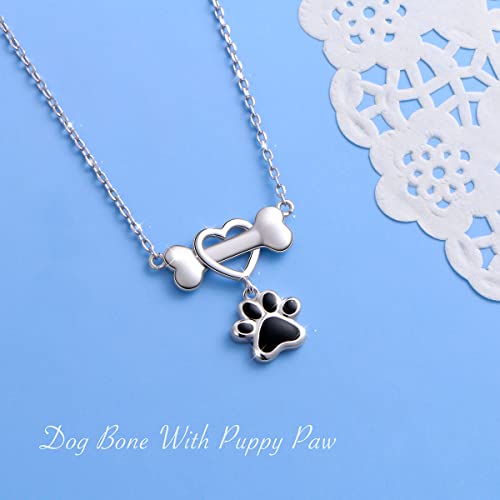 DAOCHONG 925 Sterling Silver Cute Paw Print Pendant Necklace for Women