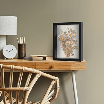 Americanflat 11x14 Shadow Box Frame with Shatter-Resistant Glass - Silhouette Collection - Large Shadow Box Display Case for Tabletop and Wall Display - Black with Soft Felt Back | Shatter-resistant glass, 1.5 inch interior depth, hangs vertical or horizo