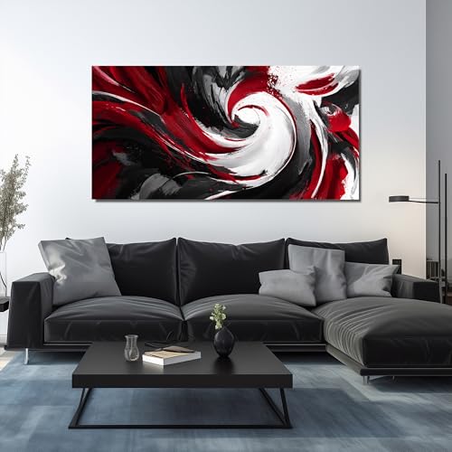 JuhaiArt Abstract Wall Art Red Wall Picture for Office - color: Red, size: 59"L x 29"W