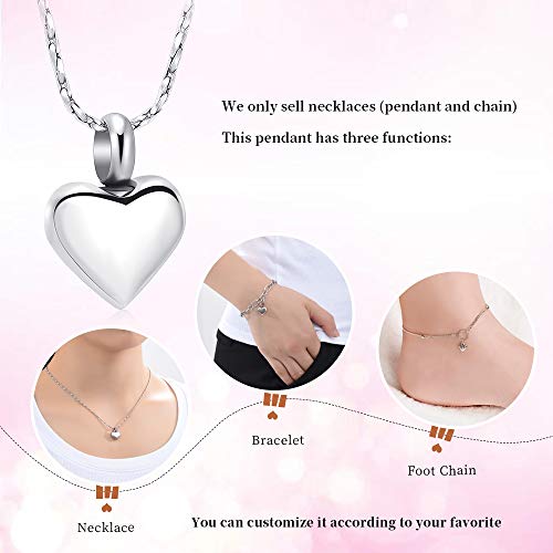 Imrsanl Small Heart Urn Necklace for Ashes Cremation Jewelry for Women Stainless Steel Pendant Memorial Ash Holder Loved Ones Keepsake - color: Customize