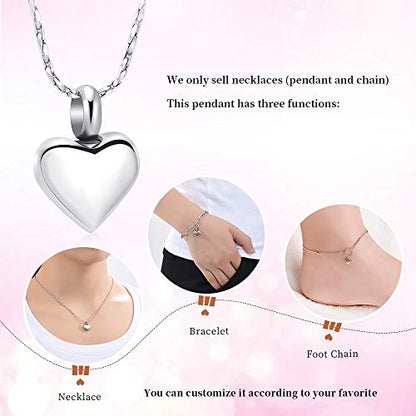 Imrsanl Small Heart Urn Necklace for Ashes Cremation Jewelry for Women Stainless Steel Pendant Memorial Ash Holder Loved Ones Keepsake - color: Customize