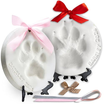 Pet Paw Print Kit for Dogs, Dog Paw Print Kit for Cats, Dog Keepsake Gift | Makes (2) Ornaments, Pet-Safe Clay and Paints, Great Gifts for Dog Lovers (Cats too!), Inkless Pet Paw Print Impression Kit