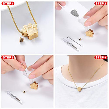 zeqingjw Pet Cremation Jewelry for Ashes Pendant Paw Print Pet Heart Urn Necklace Memorial Keepsake Jewelry for Pet/Dog's/Cat's Ashes - color: Paw Print-1-Gold