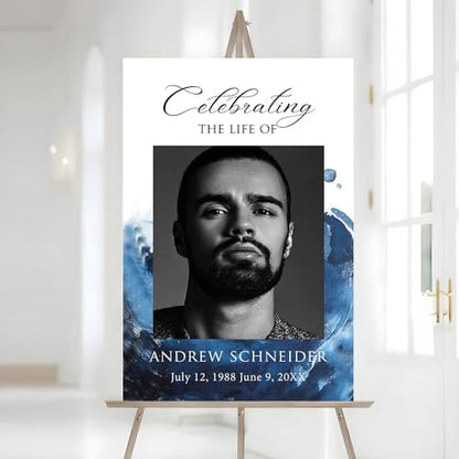 Personalized In Loving Memory Sign, Celebration Of Life Memorial, Greenery Funeral Sign - color: Version 7